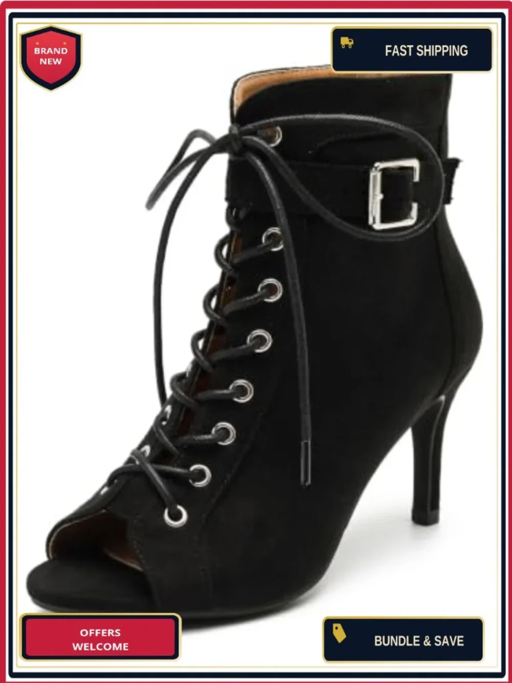 Women's Peep Toe Lace Up Stiletto Heel Booties Sandals Party Wedding Dress Shoes